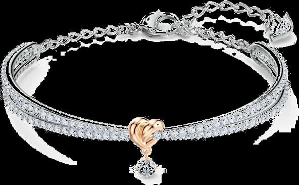 Bracelet jonc ajustable Swarovski Lifelong Heart 5516544 en plaqué rhodium avec cristaux blancs - Pour Femme