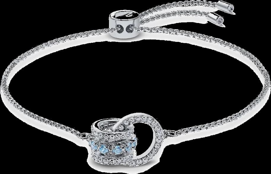 Bracelet Swarovski Further 5537123 pour femme, plaqué rhodium argenté avec cristaux blancs et bleus