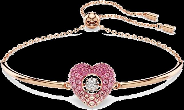 Bracelet jonc ajustable Swarovski Idyllia 5683581 coeur en plaqué or rose pour femme