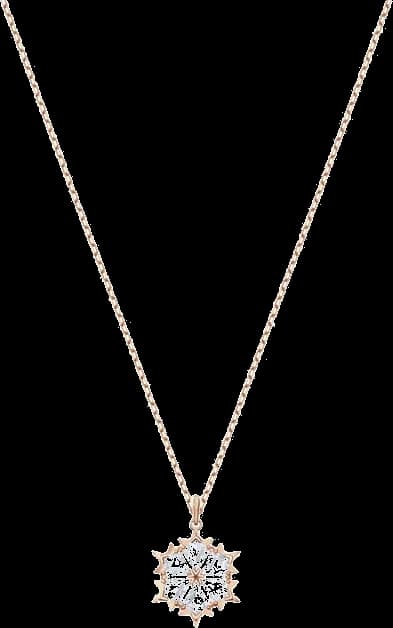 Collier Swarovski Magic 5428431 pour Femme, Pendentif Flocon de Neige en Plaqué Or Rose avec Cristaux Blancs