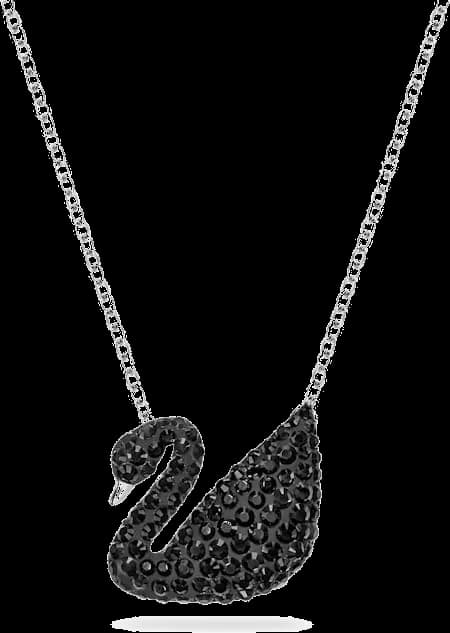 Collier Swarovski Iconic Swan 5347329 en plaqué rhodium avec cristaux noirs pour femme