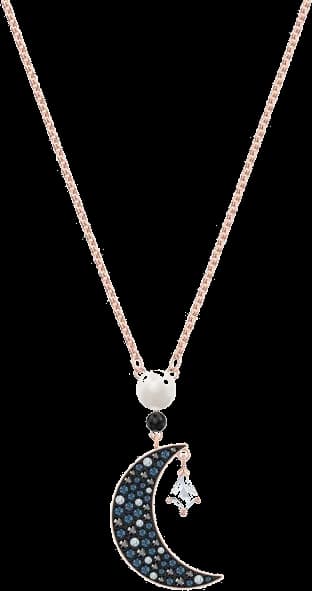 Collier Swarovski Symbolica 5489534 en métal plaqué or rose avec pendentif lune et cristaux - Pour Femme