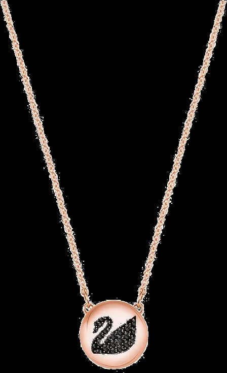 Collier Swarovski Hall Swan 5382446 en plaqué or rose avec cristaux noirs pour femme