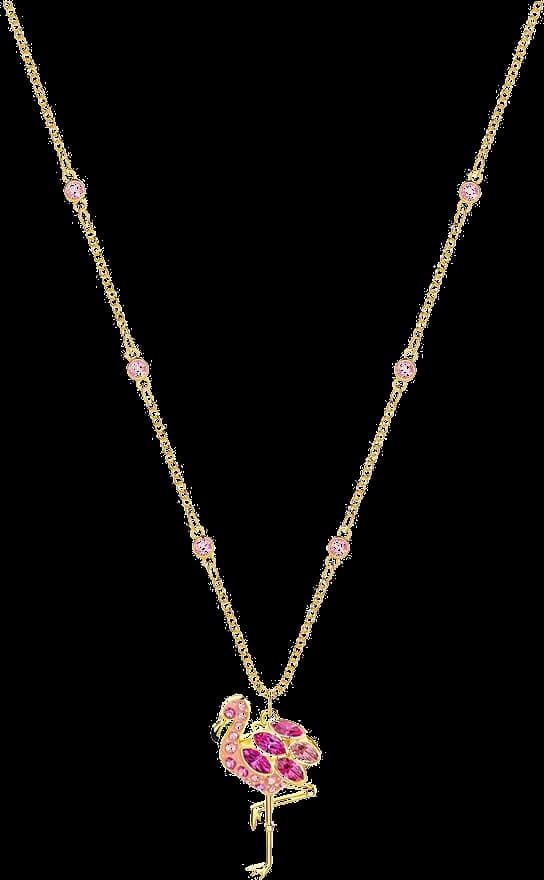 Collier Swarovski pour femme 5375303 - Flamant rose plaqué or avec cristaux