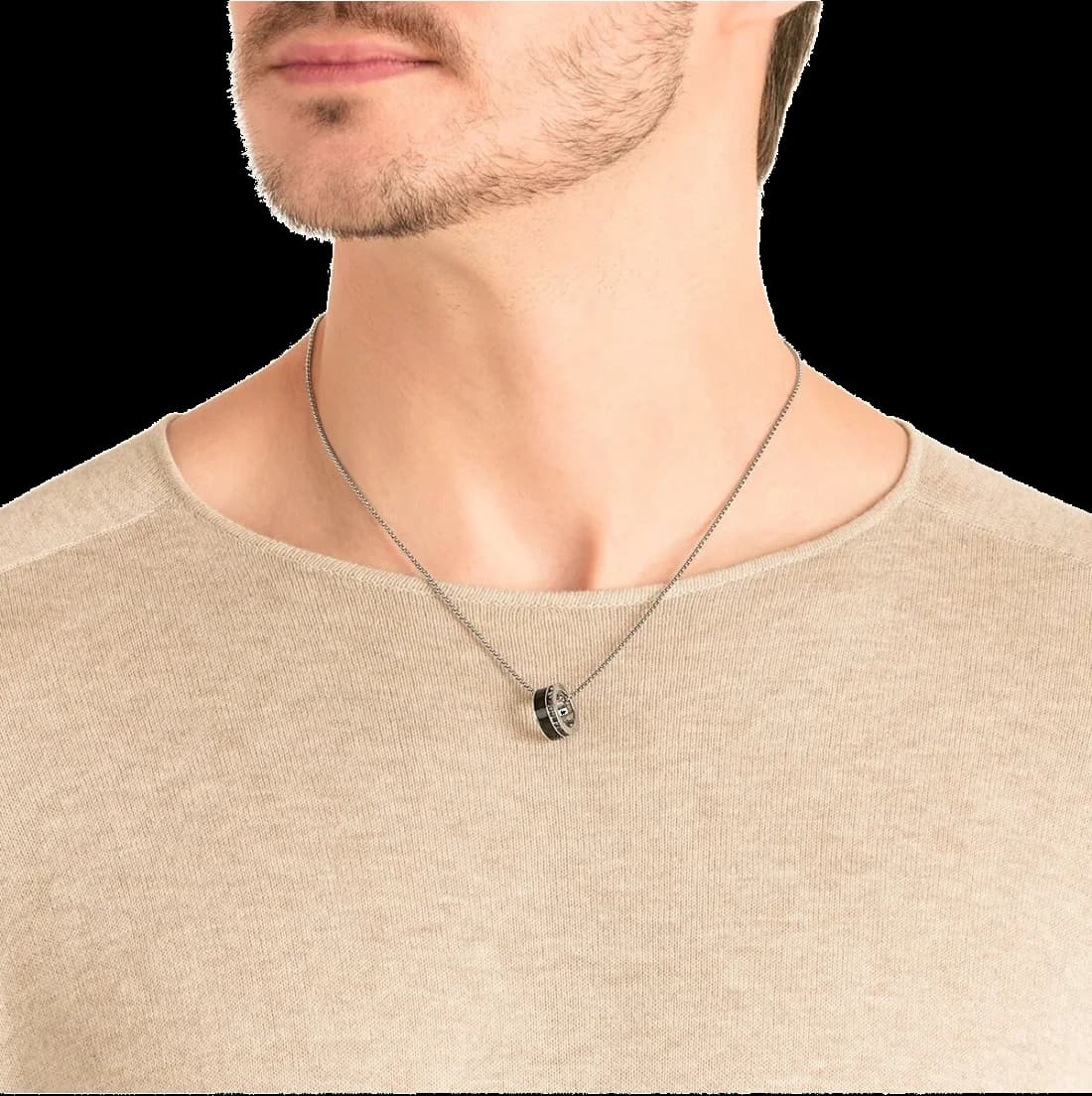 Collier Swarovski Alto 5427142 pour Homme en acier inoxydable argenté, pendentif effet carbone et cristaux vue 3