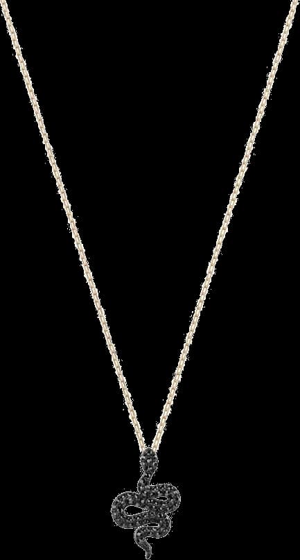 Collier Swarovski Leslie 5384396 pour Femme, Pendentif Serpent en Métal Plaqué Or Rose et Cristaux Noirs