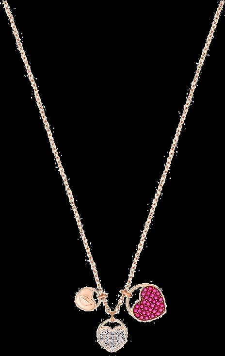 Collier Swarovski Ginger 5472446 en plaqué or rose avec cœurs et cristaux - Pour Femme