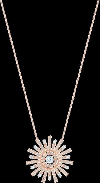 Collier Swarovski Sunshine 5459593 plaqué or rose pour femme, pendentif soleil cristaux