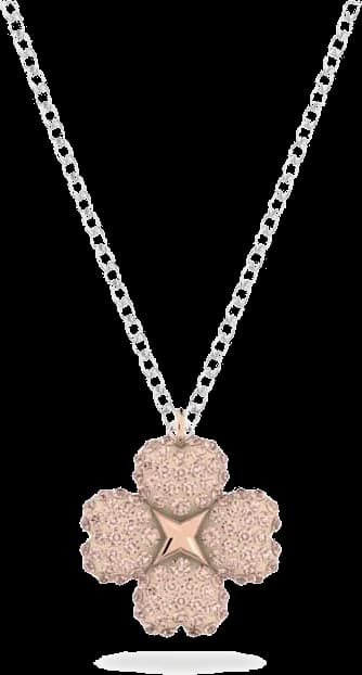 Collier Swarovski Latisha Flower 5636488 en argent rhodié, pendentif réversible cristaux rose et blanc