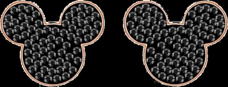 Boucles d'oreilles Swarovski Mickey & Minnie plaqué or rose et cristaux noirs - Réf. 5435137
