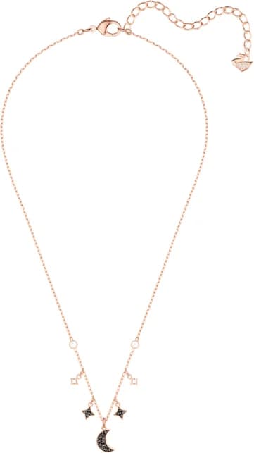 Collier Swarovski Symbolic Moon 5429737 en plaqué or rose avec cristaux noirs et blancs pour femme vue 2