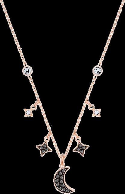 Collier Swarovski Symbolic Moon 5429737 en plaqué or rose avec cristaux noirs et blancs pour femme