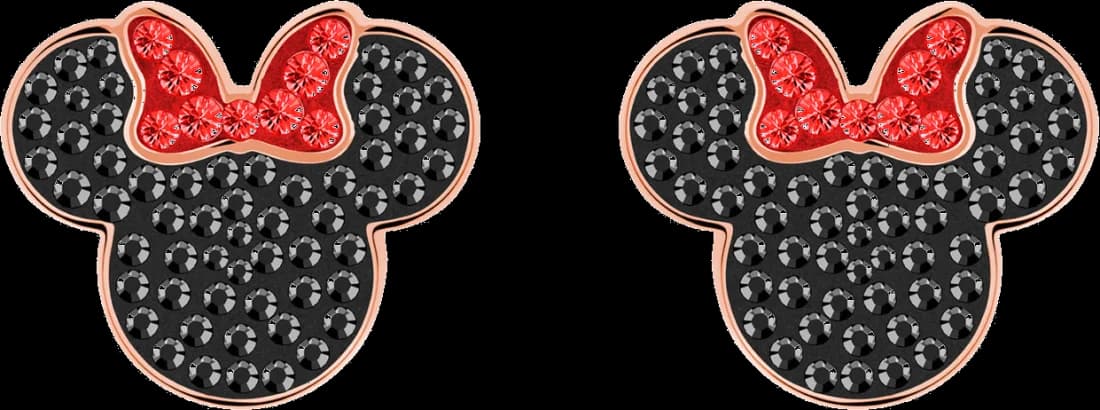 Boucles d'oreilles Swarovski 5446390 plaqué or rose cristaux noirs et rouges Mickey & Minnie pour femme