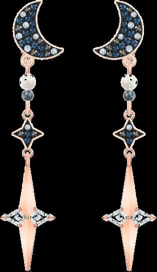 Boucles d'oreilles Swarovski Symbolic 5489533 en plaqué or rose, motif lune avec cristaux, pour femme