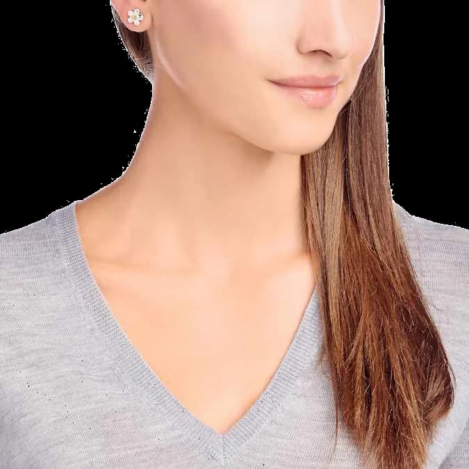 Boucles d'oreilles Swarovski Tough Flower 5136838 en plaqué rhodium et cristaux blancs pour femme vue 2