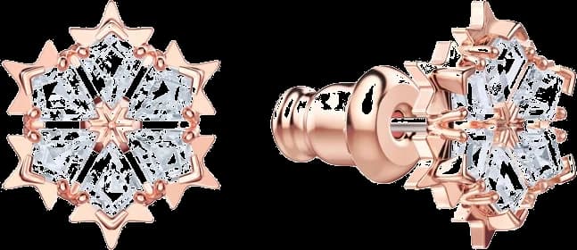 Boucles d'oreilles Swarovski Magic 5428429 en plaqué or rose, motif flocon de neige vue 2