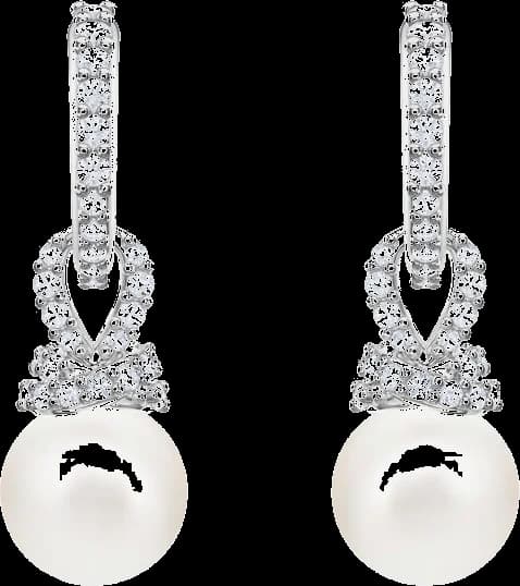 Boucles d'oreilles Swarovski Originally 5461080 en plaqué rhodium, cristaux blancs et perles pour femme