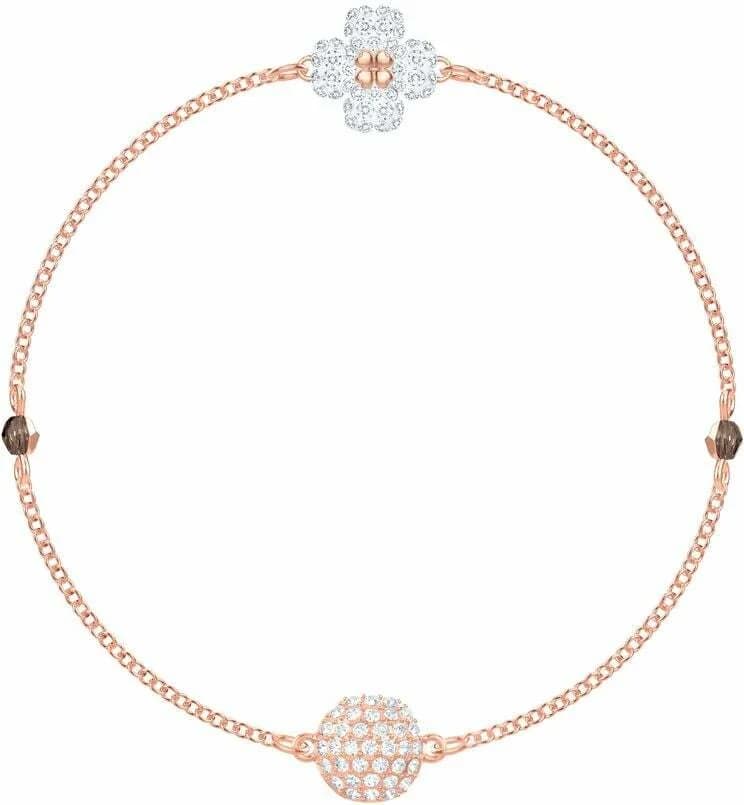 Bracelet Swarovski Remix Clover 5375185 pour Femme, Plaqué Or Rose avec Cristaux Blancs et Noirs