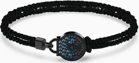 Bracelet Homme Swarovski Togetherness 5561596 - Corde tressée noire avec cristaux bleus et noirs