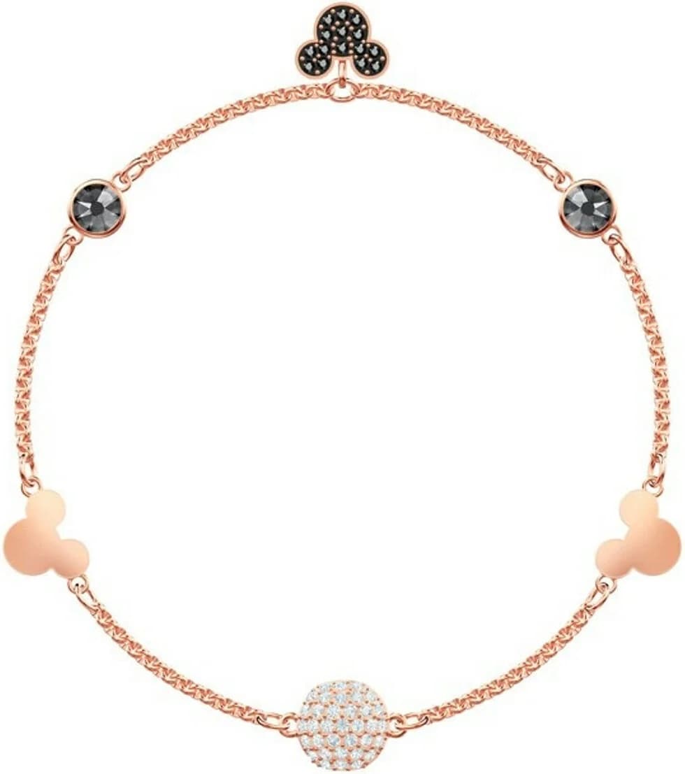 Bracelet Swarovski Remix Mickey 5462360 en plaqué or rose avec cristaux noirs pour femme