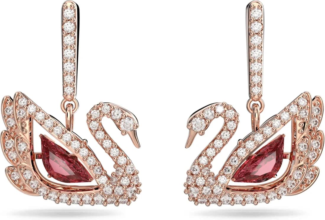 Boucles d'oreilles Swarovski Iconic Swan Lake 5614124 en métal plaqué or rose pour femme