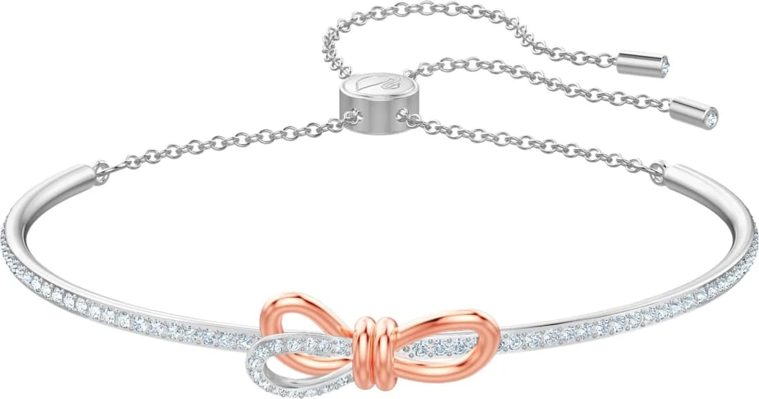 Bracelet pour femme Swarovski Lifelong Bow 5447079 en métal plaqué rhodium avec cristaux blancs