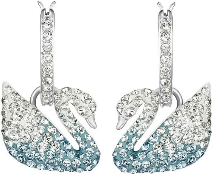 Boucles d'oreilles Swarovski Iconic Swan Lake 5512577 en bleu pour femme, plaqué rhodium et micropavé