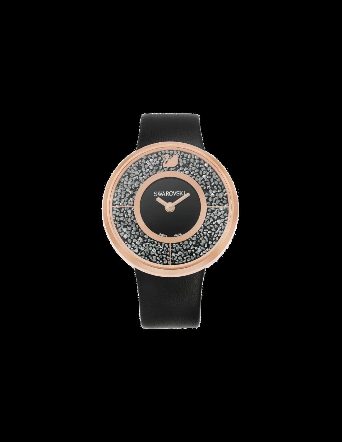 Garde-temps Swarovski 5045371 avec cadran blanc nacré et index cristal, aiguilles bâton argentées, style élégant et lumineux