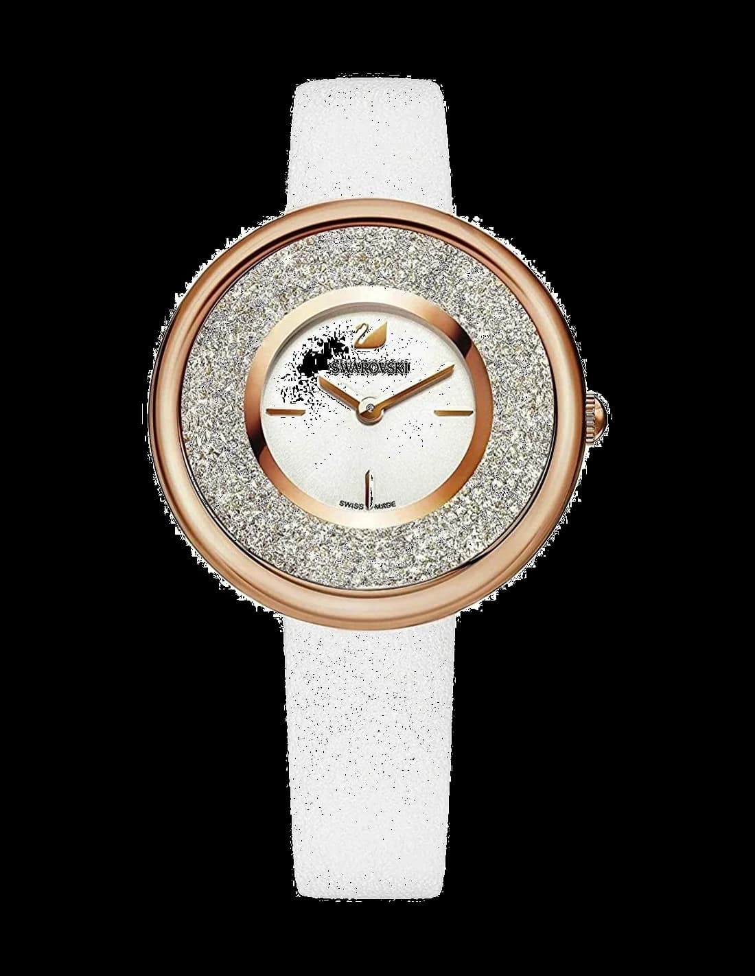 Garde-temps Swarovski 5376083 cadran blanc nacré avec index cristal Swarovski, aiguilles fines dorées