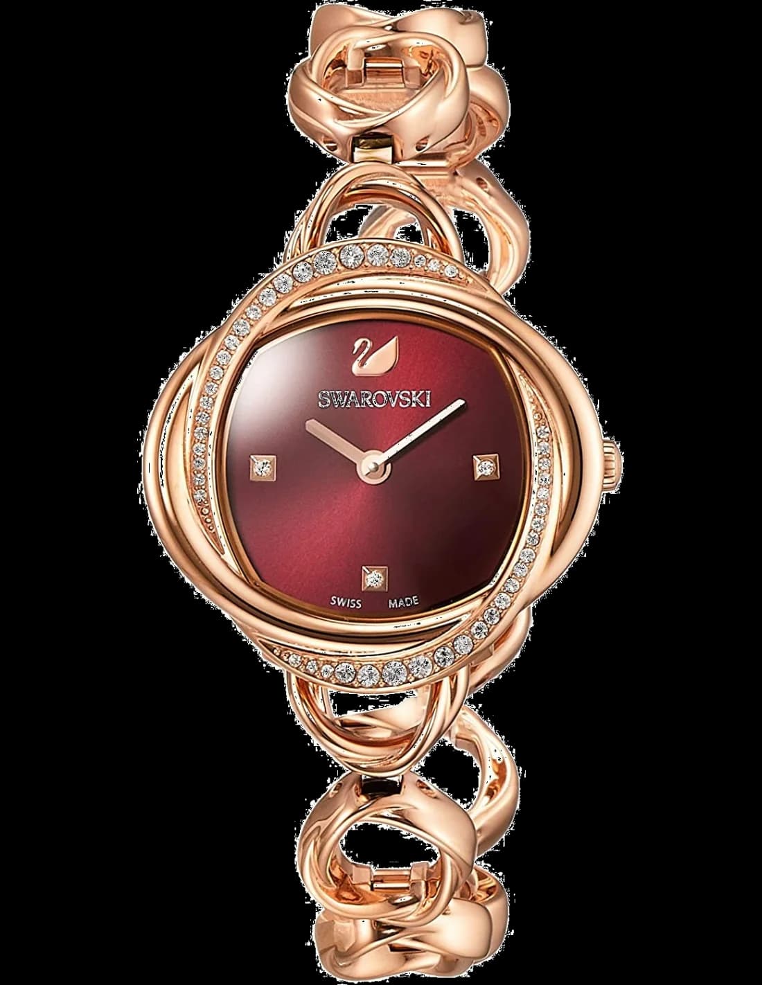 Garde-temps Swarovski 5552783 avec cadran blanc nacré et index cristaux Swarovski sur fond argenté