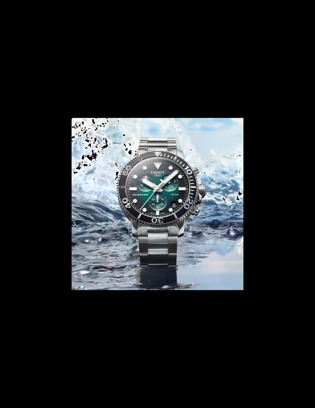 Attache bracelet Tissot T1204171109101 en acier inoxydable brossé avec fermoir déployant sécurisé et extension plongée
