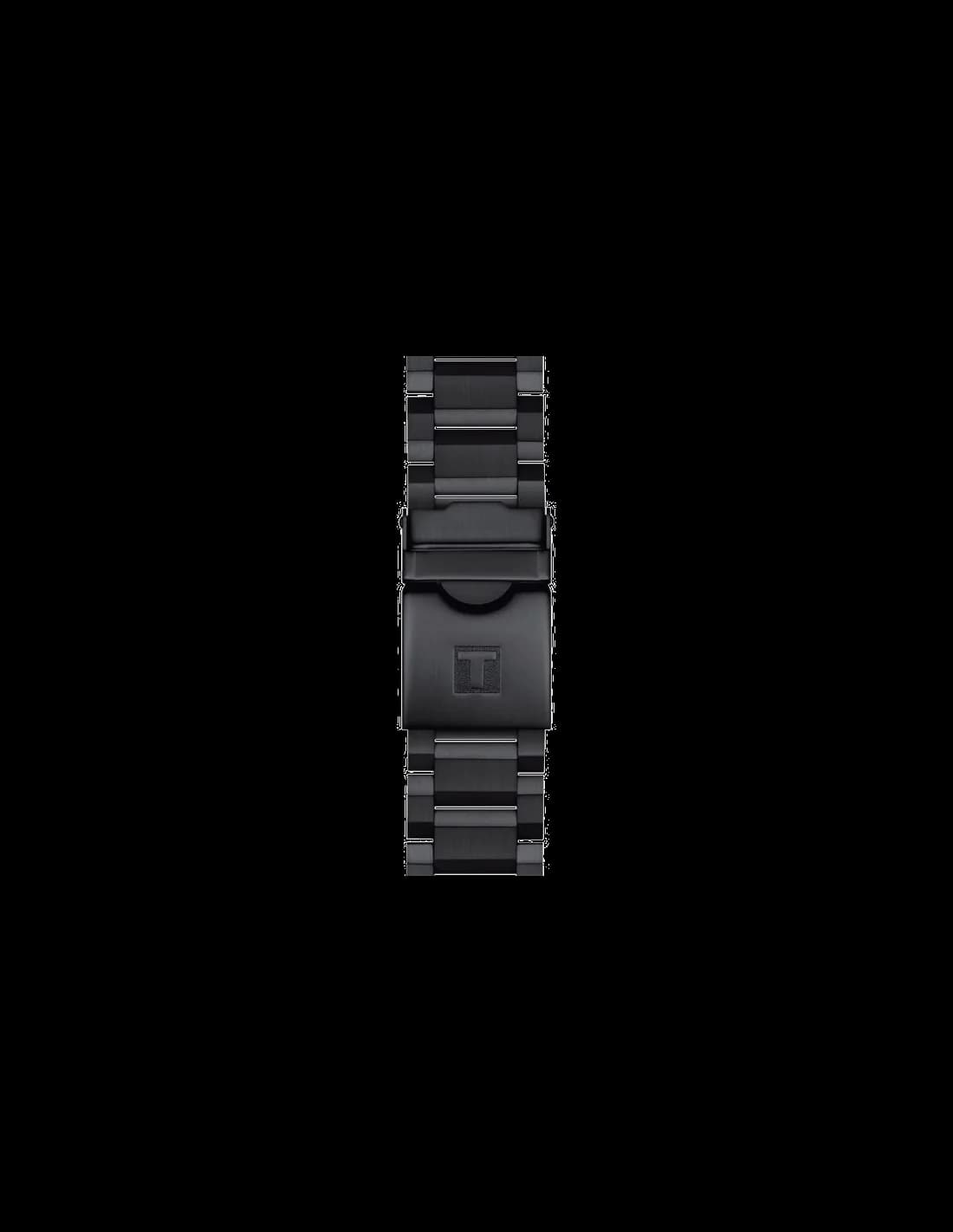 Attache bracelet Tissot T1256173305100 en acier noir PVD, fermoir déployant sécurisé et boucle ajustable