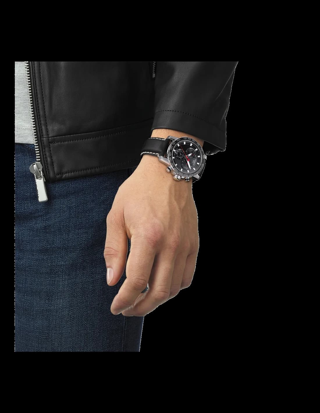 Montre Tissot T1256171605100 homme détail bracelet cuir