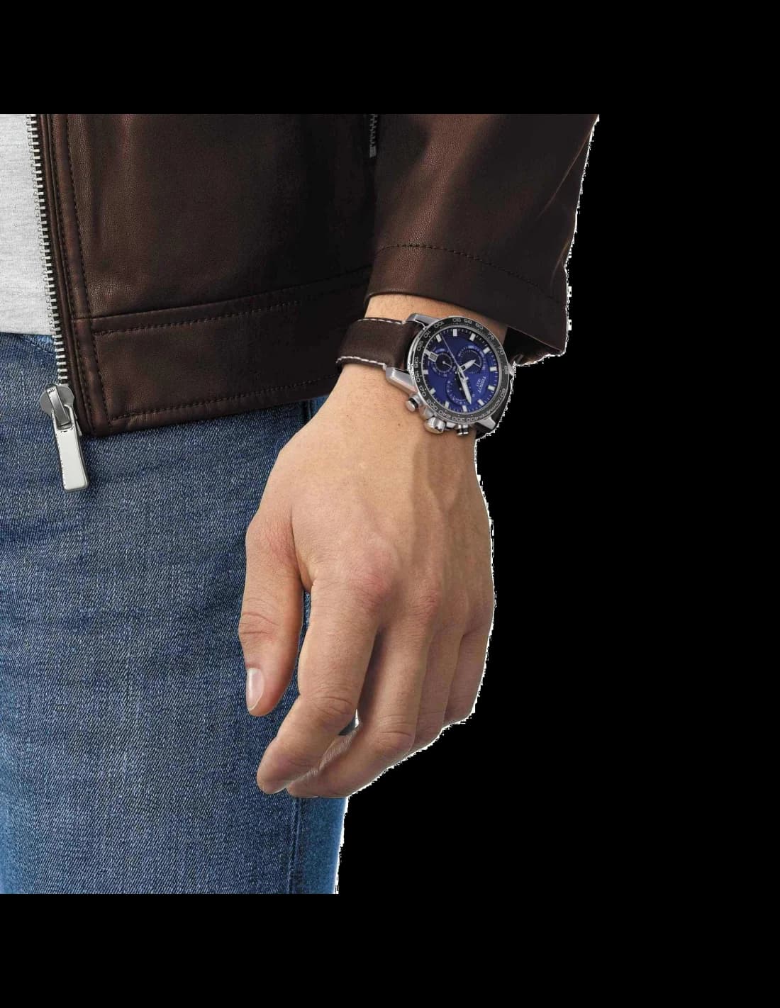 Montre Tissot T1256171604100 homme détail bracelet cuir