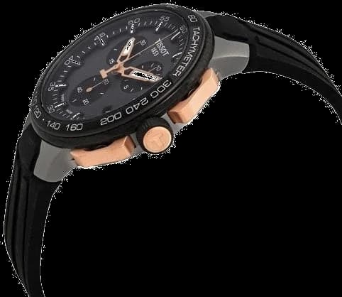 Visage cadran Tissot T1114173744107 avec index appliqués blancs, aiguilles squelettes Super-LumiNova, guichet date à 4h30 et compteurs noirs sur fond gris soleillé