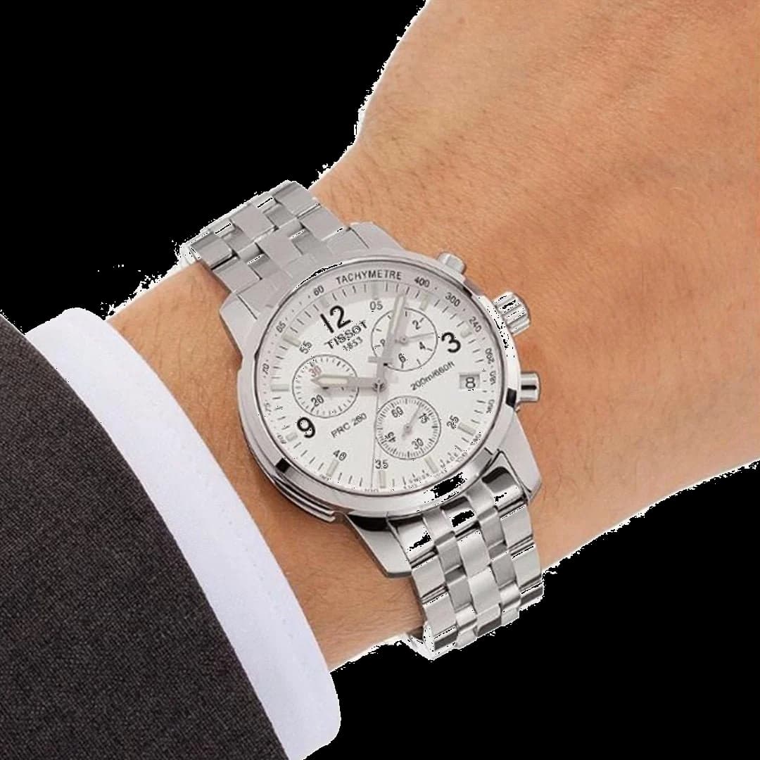 Attache bracelet Tissot T17158632 en acier inoxydable 316L, fermoir déployant triple boutons-poussoirs de sécurité