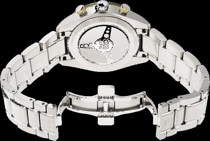 Attache bracelet Tissot T1004171105100 en acier inoxydable brossé et poli, fermoir déployant à double sécurité avec logo Tissot gravé