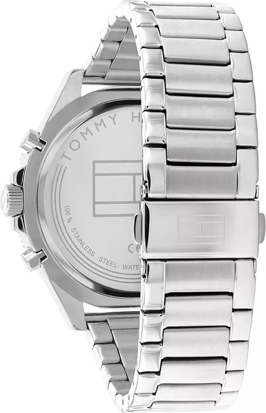 Montre Tommy Hilfiger Larson 1791917 chronomètre sport en acier cadran bleu vue 3