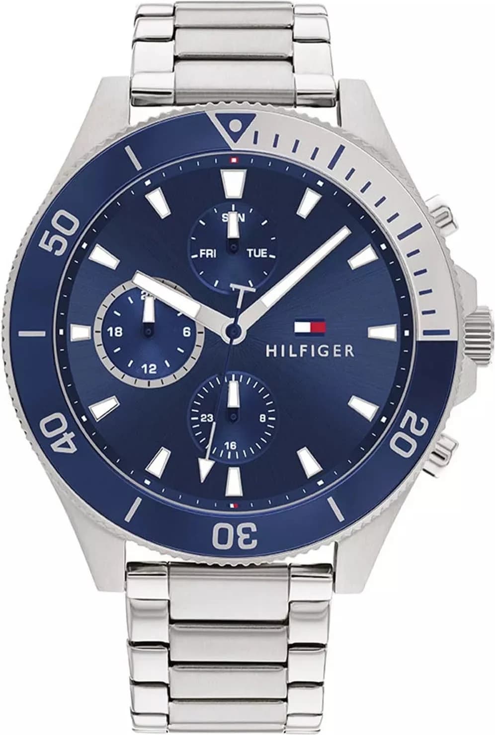 Montre Tommy Hilfiger Larson 1791917 chronomètre sport en acier cadran bleu