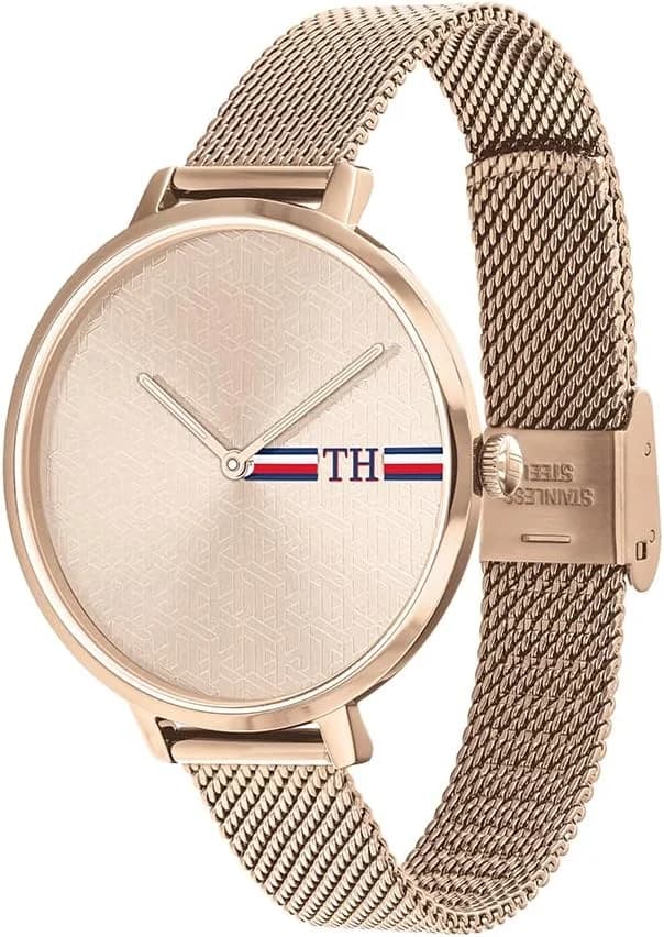 Montre Femme Tommy Hilfiger 1782158 - Cadran et bracelet maille milanaise or rose vue 2