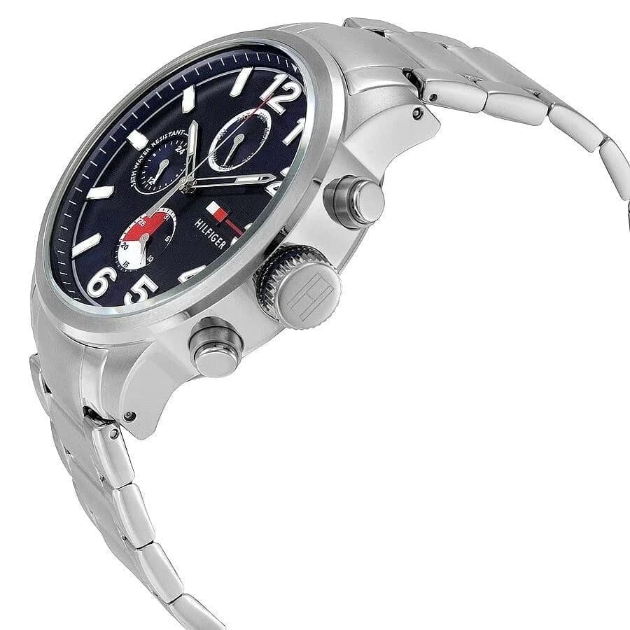 Visage cadran Tommy Hilfiger 1791242 aux index appliques et guichet date à 3h sur fond soleil