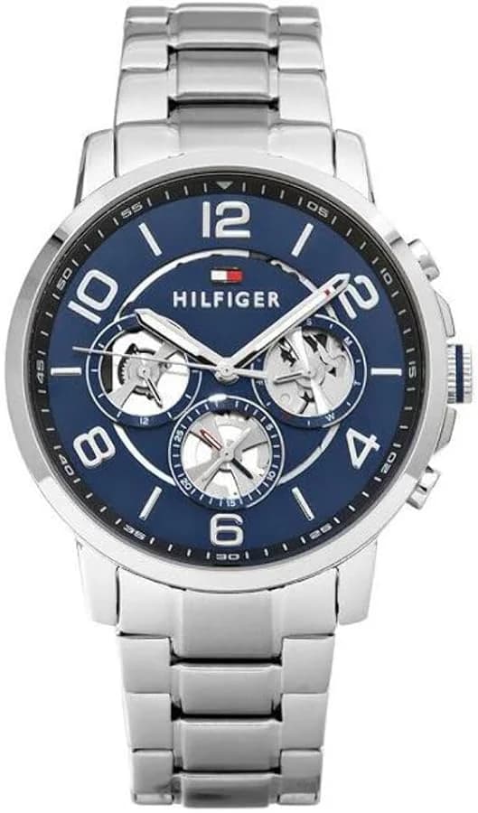 Montre Homme Tommy Hilfiger 1791293 - Cadran Bleu Squelette, Bracelet Acier