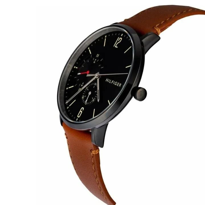 Montre Tommy Hilfiger Homme 1791510 Brooklyn - Cadran Noir, Bracelet Cuir Marron vue 2