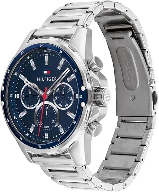 Montre Tommy Hilfiger Mason 1791788 chronographe homme bracelet acier cadran bleu vue 2