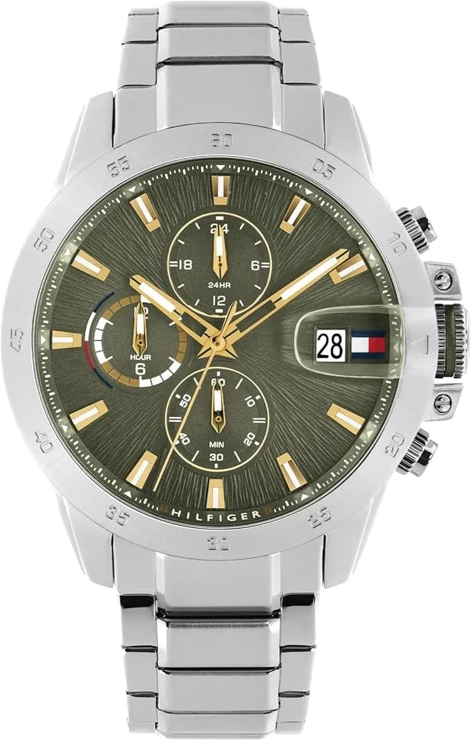 Montre Tommy Hilfiger 1792197 homme cadran vert bracelet acier