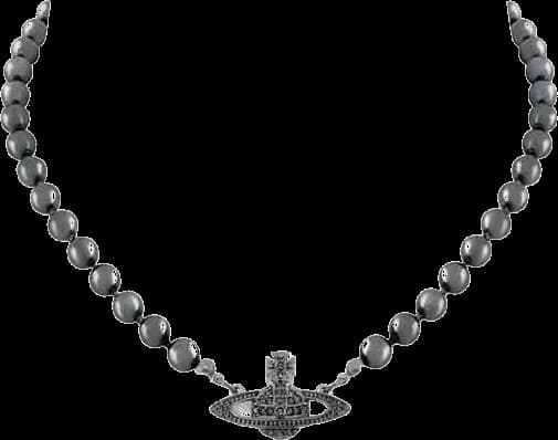 Collier choker Vivienne Westwood bas relief perles noires - Réf. 109839B - Pour femme