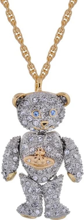 Collier Vivienne Westwood 111592G Ourson Teddy en or plaqué, micropavé de cristaux pour Femme