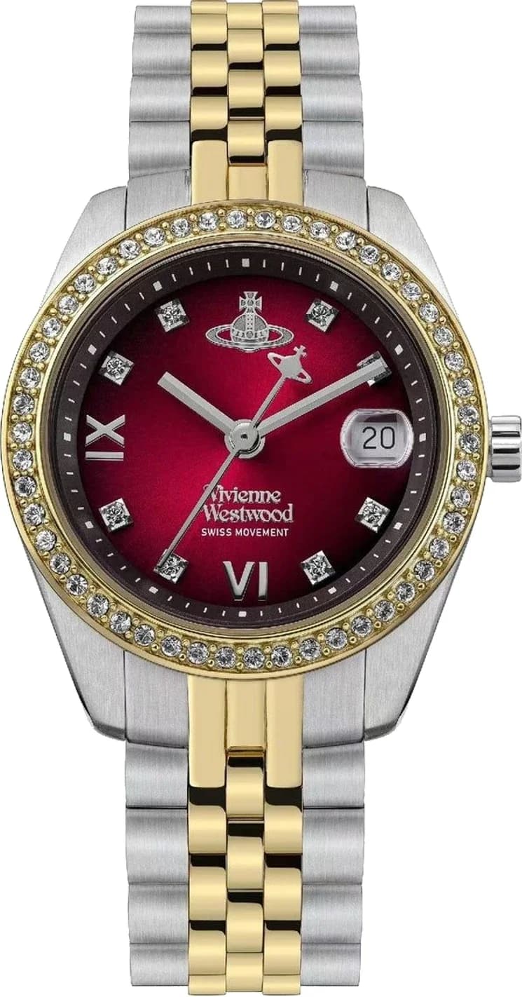 Montre Vivienne Westwood VV316RBSG femme cadran rouge bracelet acier
