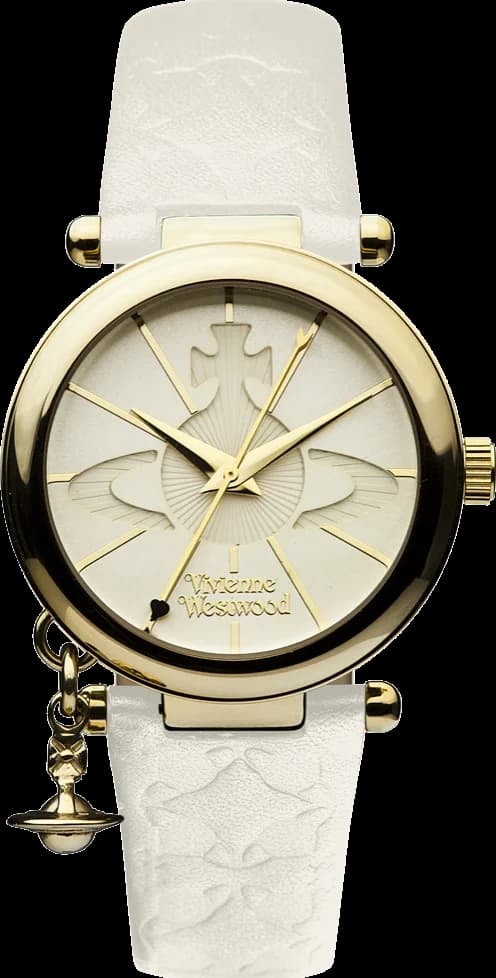 Montre Femme Vivienne Westwood Orb II - Réf. VV006WHWH - Cadran doré, bracelet cuir beige