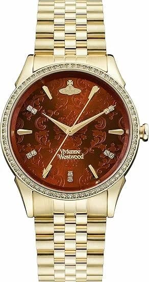 Garde-temps Vivienne Westwood VV208RDGD with bold red dial and polished gold-tone hands against sunburst finish